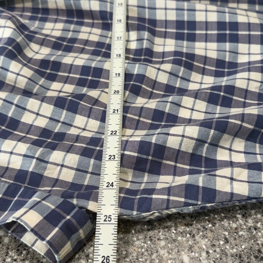 Madewell Blue White Plaid Split Back Button Front Cotton Top Womens Medium - Picture 10 of 12